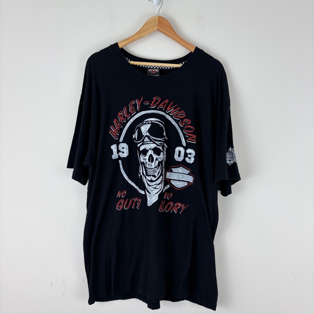 Harley-Davidson Pig Trail Rogers Arkansas Skull Graphic T-Shirt Mens XL‎ Black